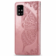 Klapkové puzdro pre Samsung Galaxy A51 4G, Butterfly, ružové rose gold