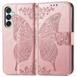 Klapkové puzdro pre Samsung Galaxy M15 5G, Butterfly, ružové rose gold