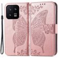 Klapkové puzdro pre Xiaomi 13, Butterfly, ružové rose gold