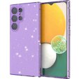 Obal na mobil pre Samsung Galaxy S24 Ultra, Glittery Powder, transparentné / fialové