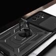 Pancierované puzdro pre Iphone 15 Pro Max, pancierovaný Slide Ring, čierne + 9H sklo