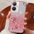 Puzdro pre Oppo A79 5G, Glitter Flower, ružové rose gold