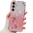 Puzdro pre Samsung Galaxy A05s 4G, Glitter Flower, ružové rose gold