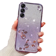 Puzdro pre Samsung Galaxy A55 5G, Glitter Flower, ružové rose gold