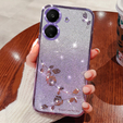 Puzdro pre Xiaomi Redmi 13C / Poco C65, Glitter Flower, fialové