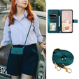 Puzdro s chlopňou pre Xiaomi Redmi Note 13 Pro 4G, Rhombus Crossbody Leather, tmavozelené