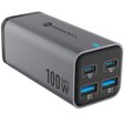 Stolná nabíjačka FORCELL 2x USB Type-C 2x USB-A 100W 5A GaN PD QC4.0, sivá